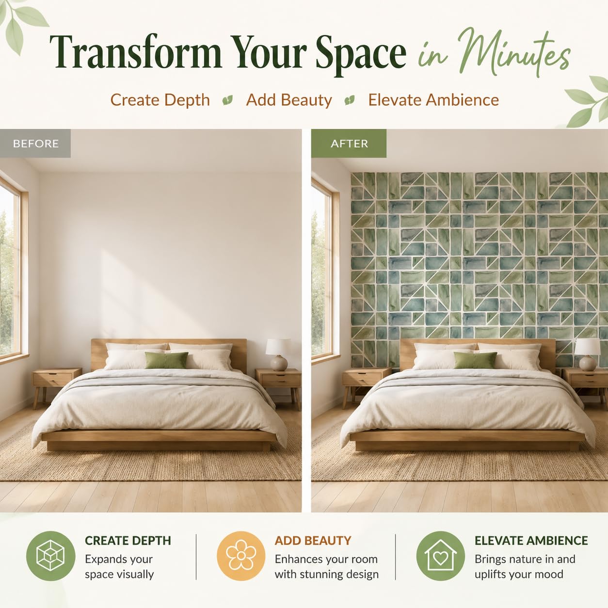 Carta da Parati Panoramica Motivo Geometrico Senza Soluzione Di Continuità 400x280cm Seta Murale per Soggiorno Salotto Camera da letto Ufficio Motivo A Mattoni Acquerello Camera Da Letto Poster Murale