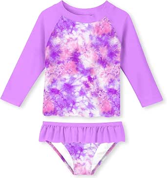 Funnycokid Girls 3-Piece Swimsuit Set - Long Sleeve Rash Guard & Tankini For Ages 3-10 Years