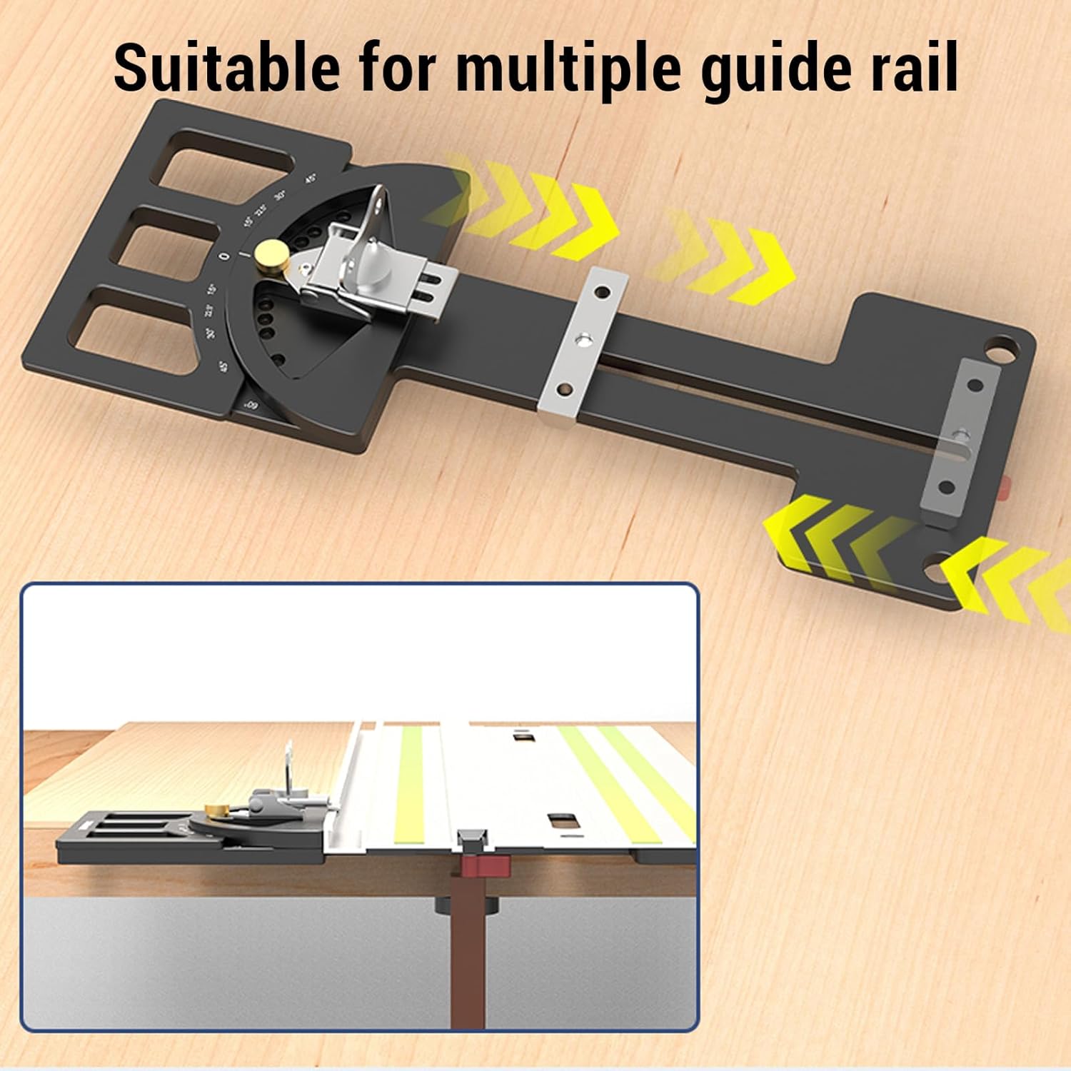 Adjustable Angle Track Saw Square Guide Rail for Triton -60 to 60 Degree Aluminum Alloy Multi Angle Track Saw Square Guide Rail Clamp