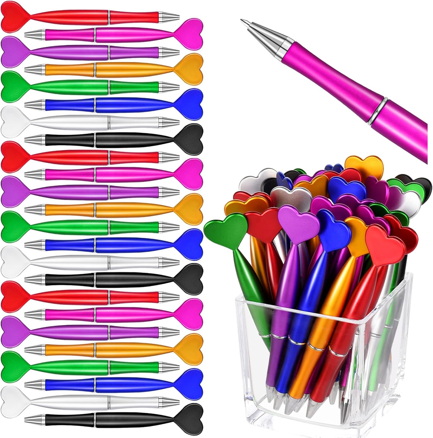 96Pcs Valentine's Day Pens, Heart Shaped Ballpoint Kids Pens for Office School Supply