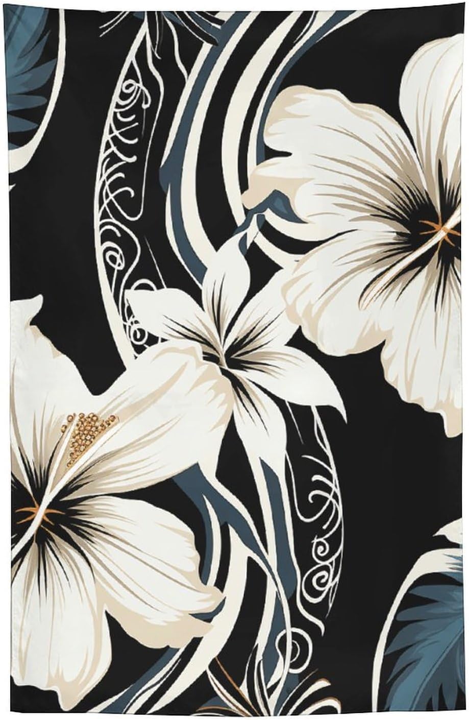LJHDPMKT Black And White Hawaiian Flowers Tapestry Decorative for Bedroom Wall Aesthetic Tapestry for Living Room Dorm Modern Home Wall Hanging Tapestry Wall Decoration