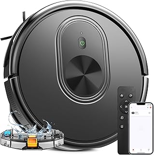 Robot Vacuum and Mop Combo, 3 in 1 Mopping Robotic Vacuum with Schedule, App/Bluetooth/Alexa, 1600Pa Max Suction, Self-Charging Robot Vacuum Cleaner, Slim, Ideal for Hard Floor, Pet Hair, Carpet