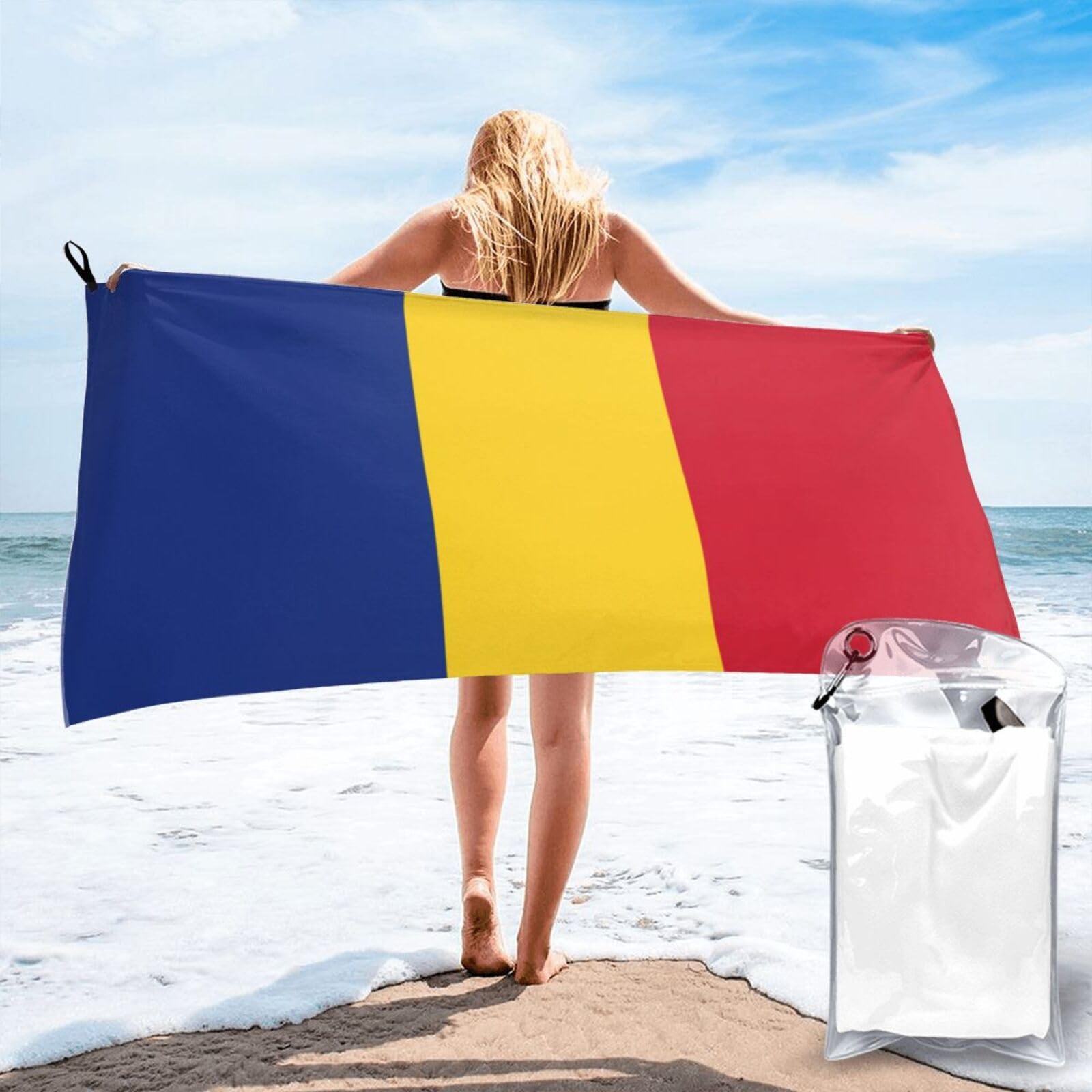 MDATT Flag Of Romania Large Microfiber Sand Pool Bath Swim Towel,Lightweight And Thin Camping Towel