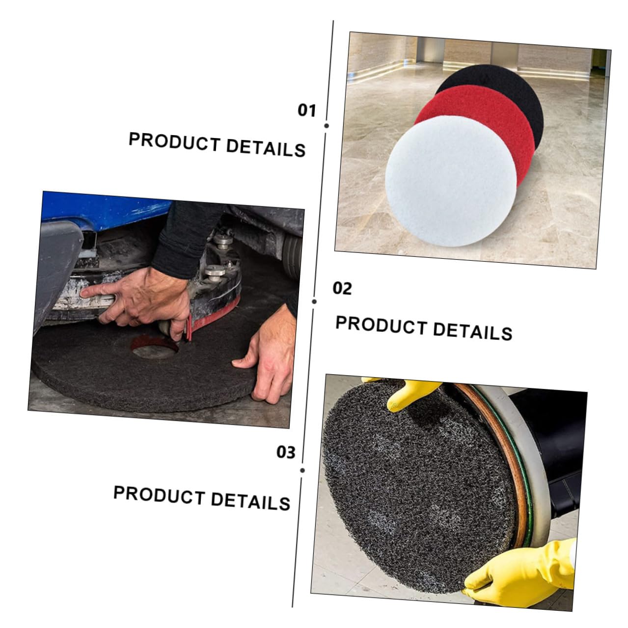 FRCOLOR 5pcs 17-inch Black Microfiber Floor Cleaning Pads for Floor Machines Heavy-Duty Waxing and Scrubbing Mat Set Industrial Janitorial Cleaner Accessories for Commercial Use