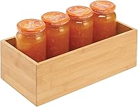 Vista 7 de mDesign Caja organizadora de madera de bambú para cocina, despensa y cajón; soporte para aperitivos, cajas de jugo, utensilios, té, café, colección
