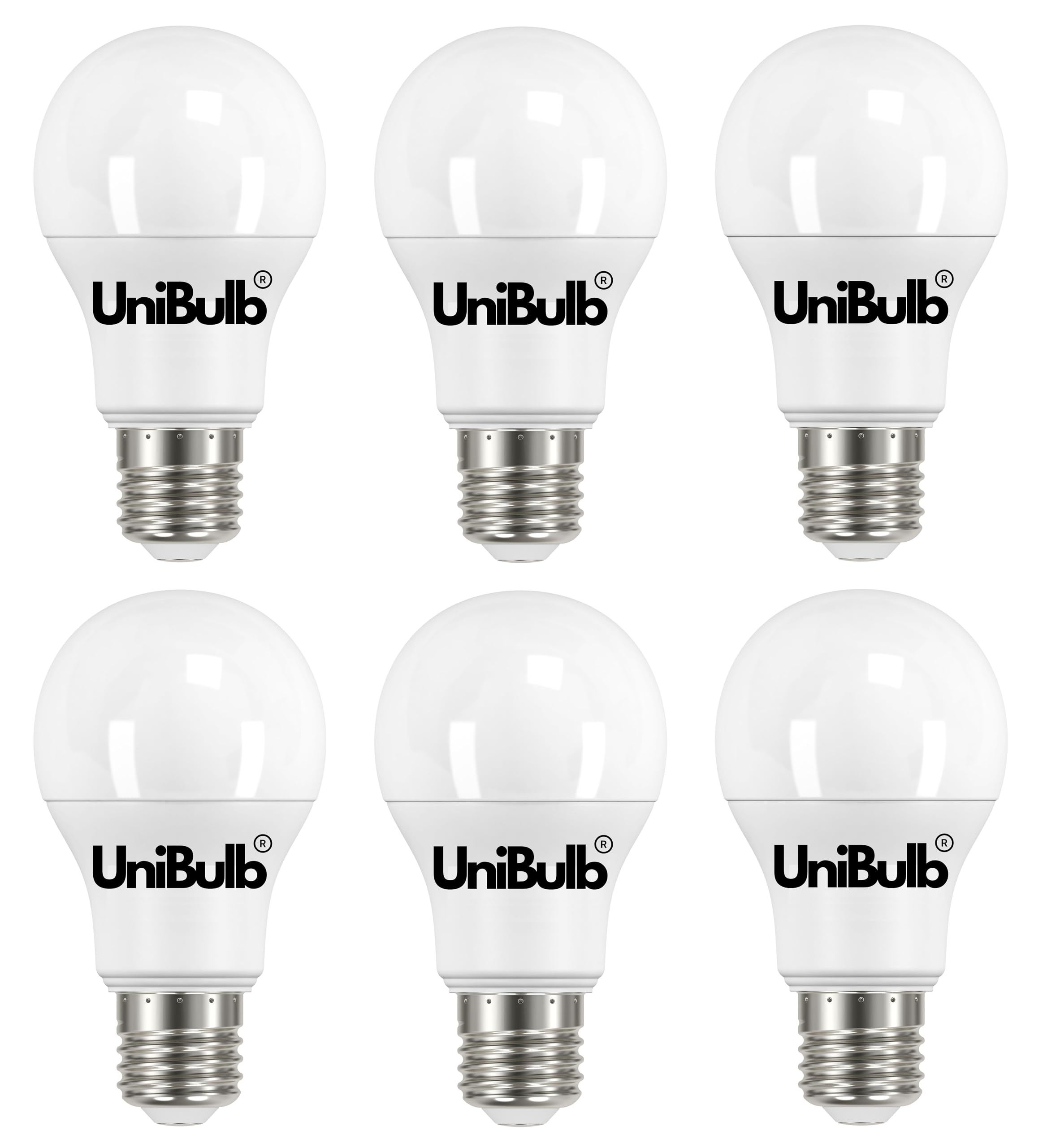 Unibulb E27 Edison Screw (ES) 7.3W LED Light Bulb, 806 Lumens, 2700K Warm White, Replaces 60W, Non-Dimmable, 25yr Lifespan (6)