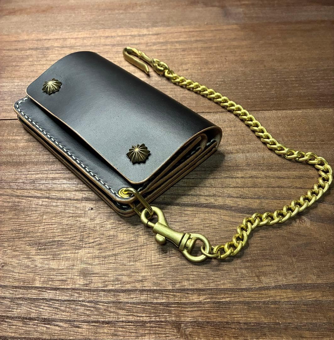 Amazon.co.jp: 【ノーブランド品】本革牛革ミドルトラッカーウォレット 