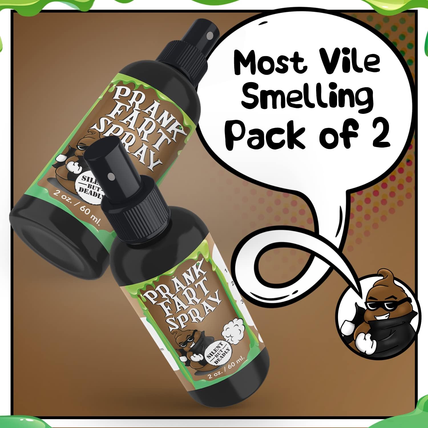 Impresa Fart Spray - Extra Strong Stinky Aerosol Fart Smell Spray - Stink Bomb Prank Toy & Gag Gift for Adults & Kids - 2 Pack, 2 oz Each, Black