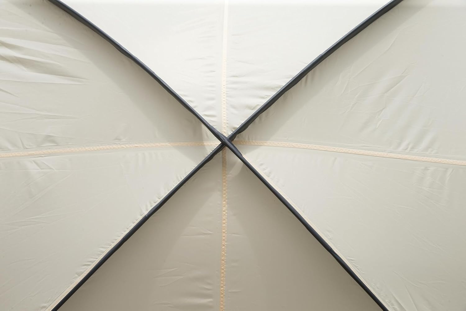 Close-up of a buckle strap on a tent pole