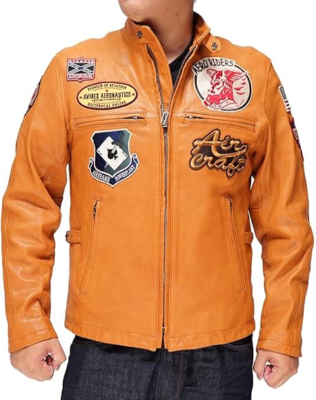 Amazon | [アヴィレックス] レザー ジャケット パッチド ライダース 