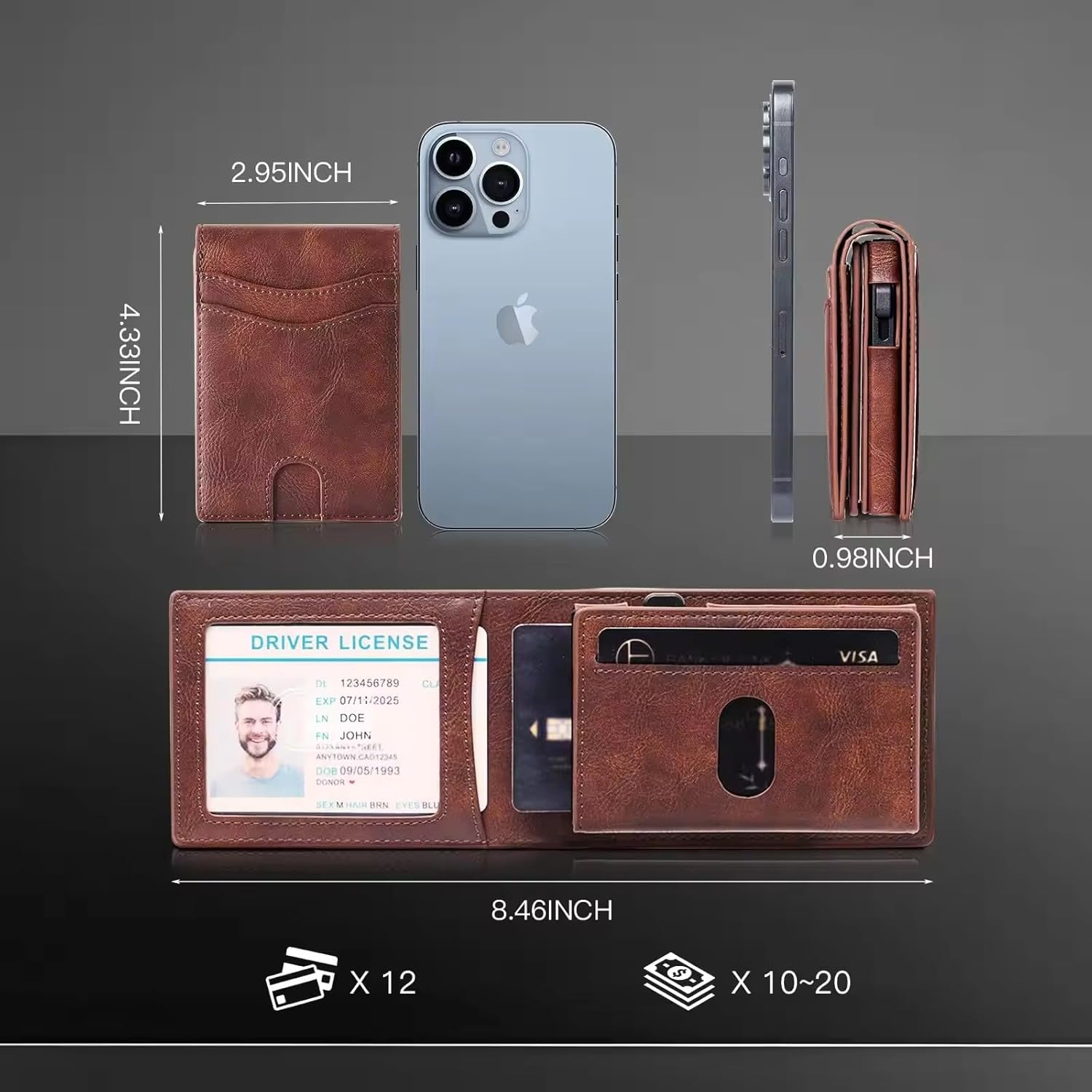 Automatic Pop Up Card Holder RFID Blocking Metal Wallet Slim Leather Credit Card Case for Men Gift Magnetic Separator
