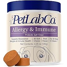 PetLab Co. Allergy &amp; Immune Probiotics for Dogs, Support Seasonal Allergies, Gut &amp; Digestive Health - Pork Flavor - 30 Soft Chews - Packaging May Vary