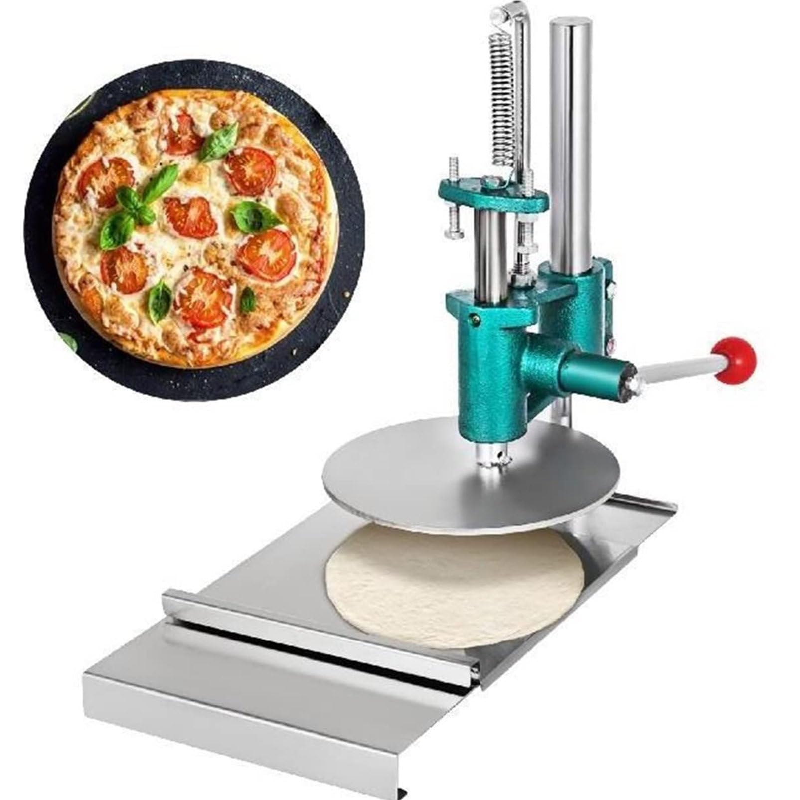 Macchina manuale per impasti per pizza - Rullo per pasta in acciaio inossidabile per basi perfette per pizza