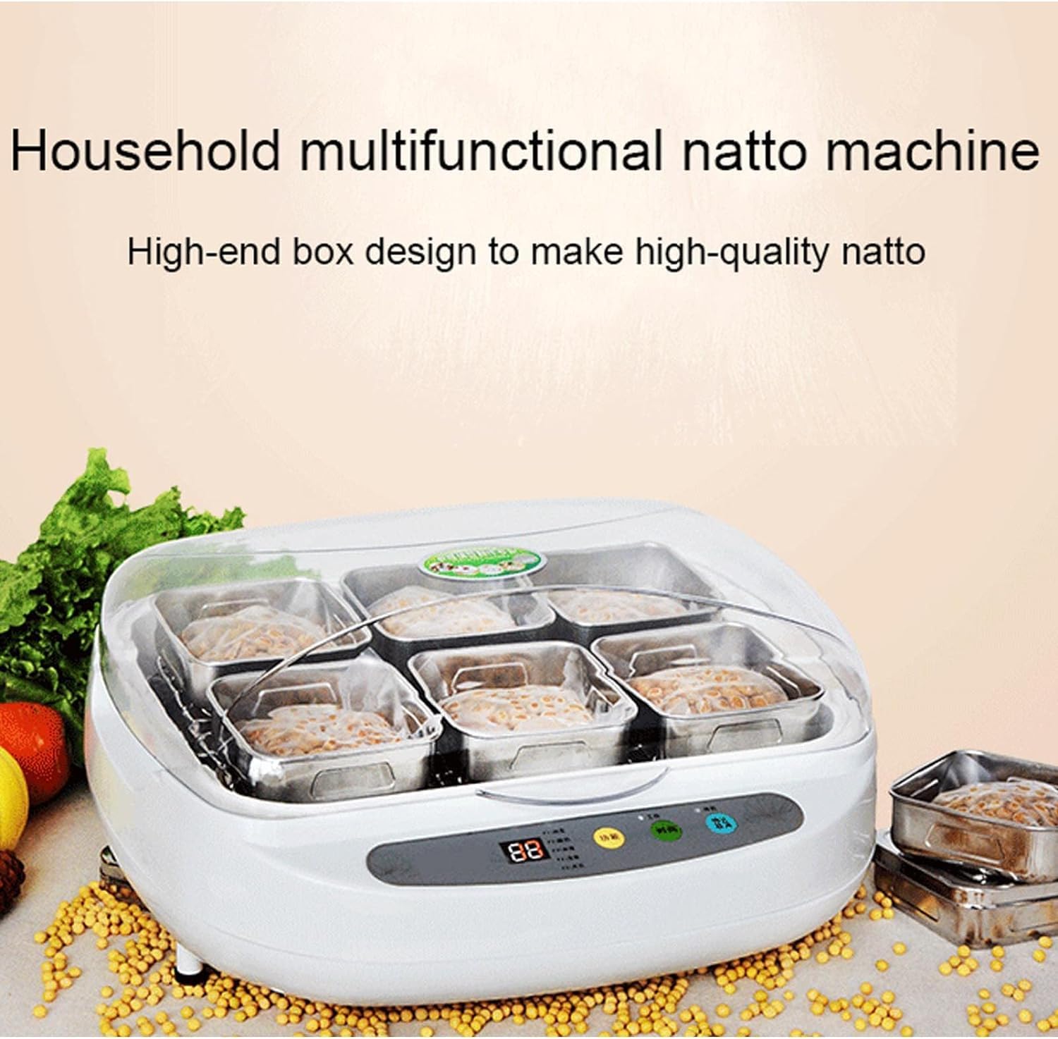 Electric Natto Maker Yogurt Maker, 3.5L Natto Fermenter with Smart Panel Control, Adjustable Temperature Yogurt Machine for Home Bar Dessert Shop