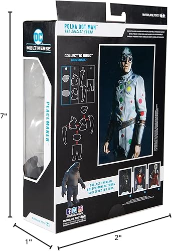Miniatura 11 de McFarlane Toys DC Multiverse Polka Dot Man (The Suicide Squad) Figura de acción de 7 pulgadas con pieza de tiburón rey Build-A y accesorios