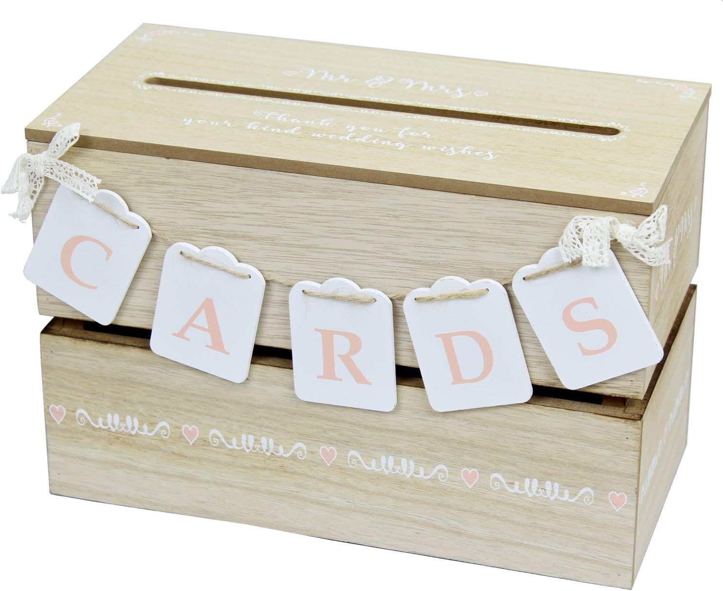 Carousel Home and Gifts Wooden Wedding Guest Wishes Card Post Envelope Drop Memory Box