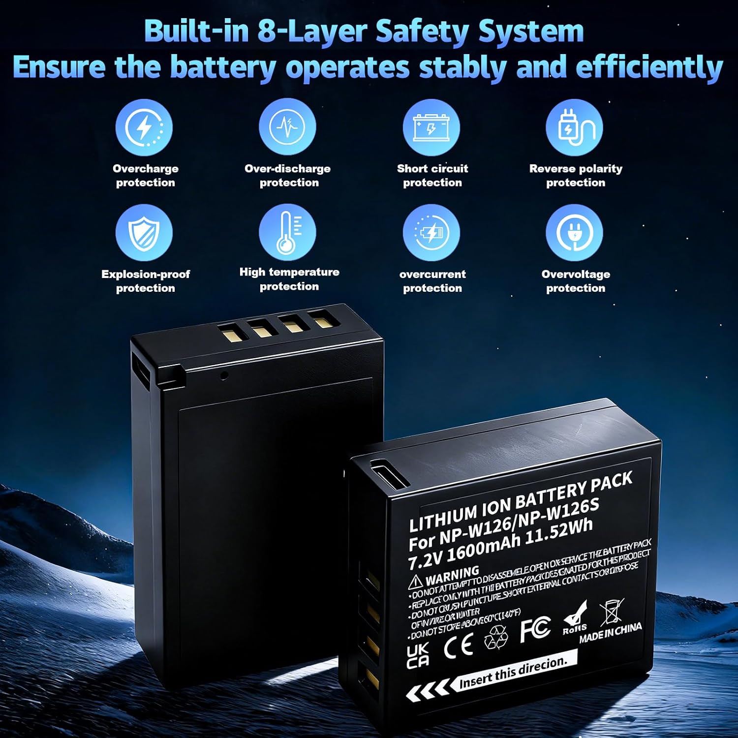 2Pack USB C NP-W126S Upgraded Battery,1600mAh High Capacity Fully Decoded Rechargeable Battery for Fujifilm XM5 X100VI X100V XS10 XT30II XT30 XT20 XE4 A5 Camera - Image 3