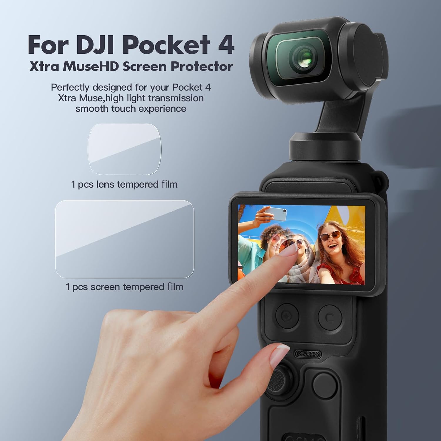 Silicone Protective Case for DJI Osmo Pocket 4, 4-in-1 Modular Cover Set with Lens & Screen Tempered Glass, Soft Anti-Scratch Material, Includes Anti-Loss Wrist Strap – Accessories (Black)