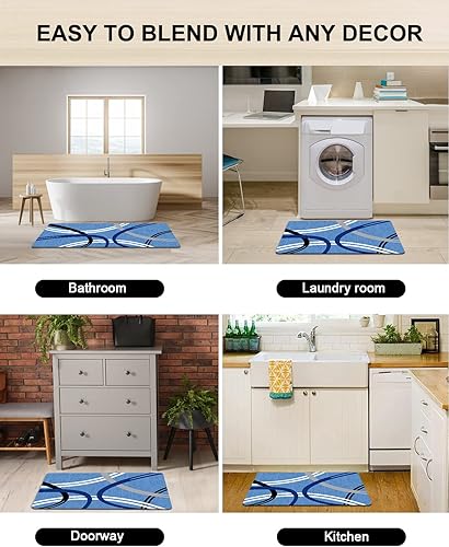 Miniatura 6 de Artnice Alfombrillas de cocina de 2 piezas, diseño abstracto moderno para suelo de cocina, tapetes de espuma viscoelástica para cocina, alfombra de