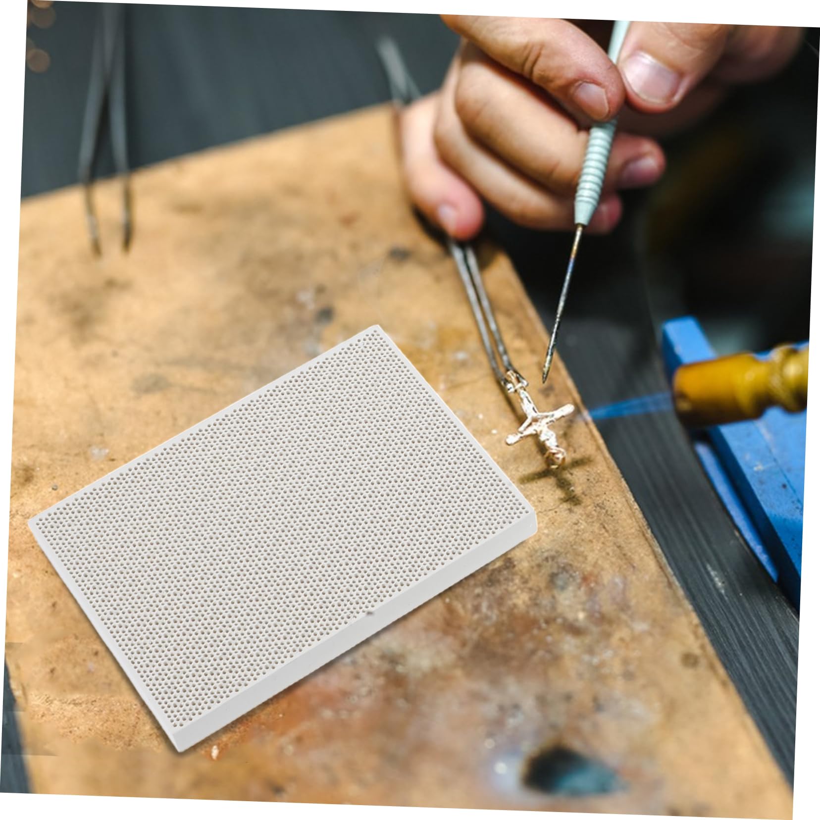 Placas De Soldadura De Panal Resistentes Al Calor, Kit De 2 Placas De Soldadura Cuadradas (pequeña y Grande), Tablero De Nido De Abeja De Cuarzo Para Fabricación y Reparación De Joyas