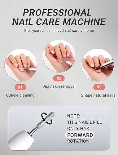 Miniatura 3 de MelodySusie PC1 - Mini taladro de uñas, máquina eléctrica inalámbrica de lima de uñas para el cuidado de uñas, piel muerta, cutículas naturales,