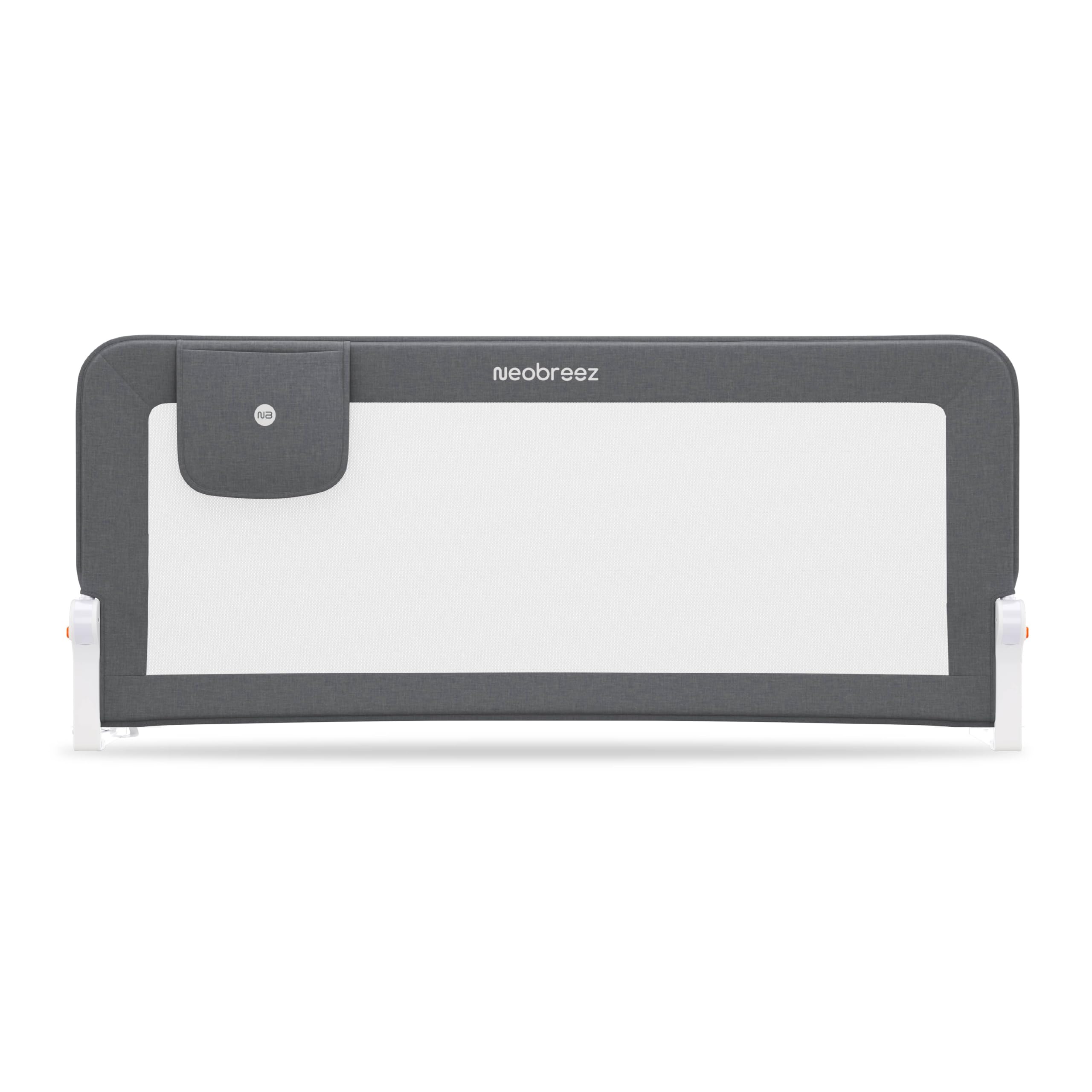 NEXX Baby Bed Rails Guard, Kids Foldable Bed Fall Protection Gate|Adjustable&Portable Safety Bed Fence Protector Rail,150 x 66 cm,Bedrail for Queen King Grey