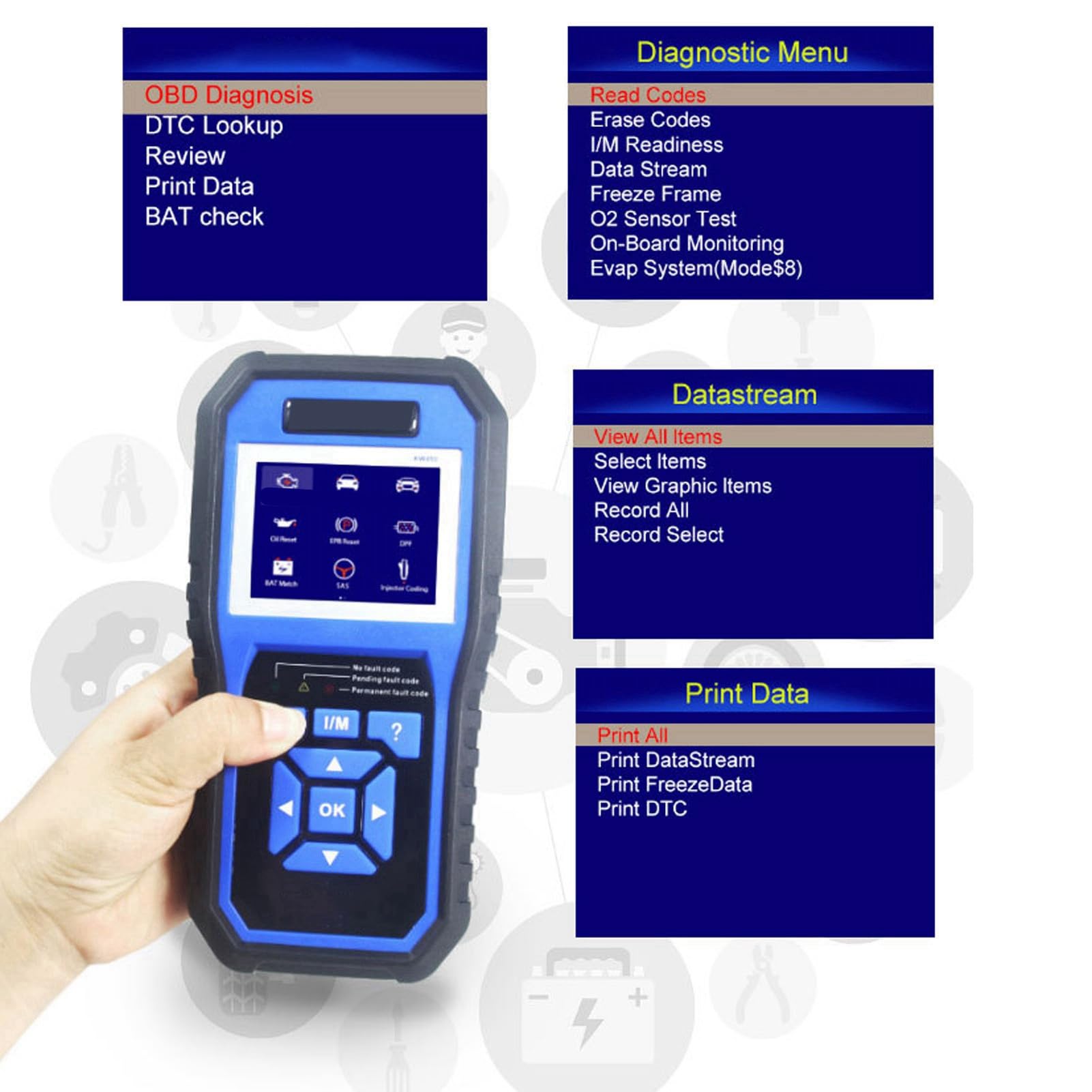 Scanner OBD2 Auto, Lettore Codici e Strumento Diagnostico per Sistemi Completi, Compatibile con SEAT, Versione Tedesca per Ricerca Guasti e Manutenzione Elettronica del Veicolo