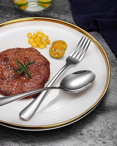 Miniatura 5 de EUIRIO Juego de cubiertos de 48 piezas con cuchillos para carne, cubiertos de acero inoxidable resistente para 8, cubiertos de grado alimenticio,