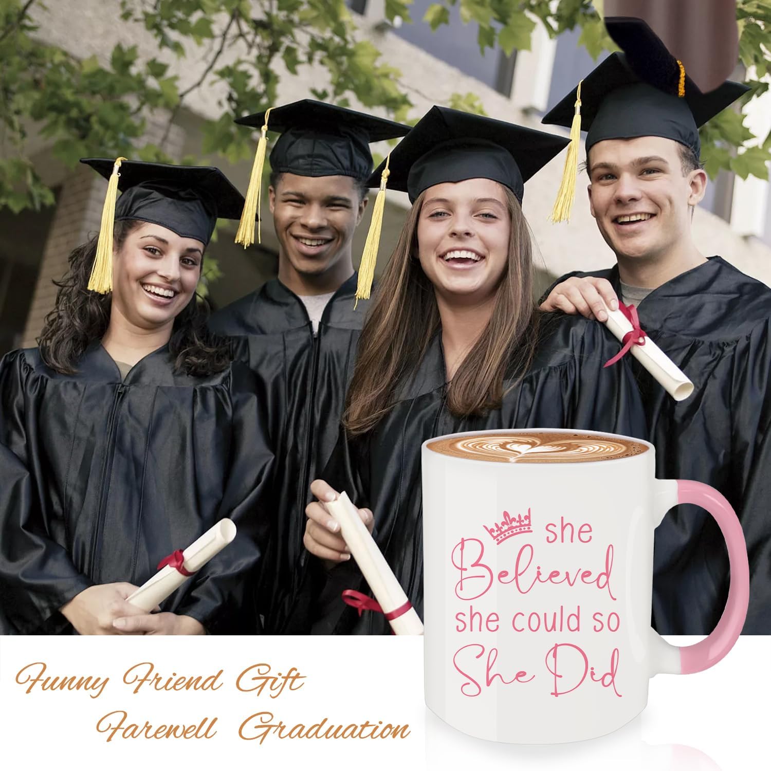 Graduation Gifts, One Degree Coffee Mug, Funny Graduation Gifts for Her, Master's Degree PhD Graduates Grad College Gift for Him Friends, Ceramic Mug Dishwasher & Microwave Safe (Pink&White) - Image 7