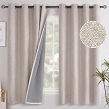 YoungsTex Linen Blackout Curtains 63 Inch Length for Bedroom, Room Darkening Window Drapes with Grommet Thermal Insulated Black Out Blinds for Living Room, 2 Panels, 52 X 63 Inch, Beige