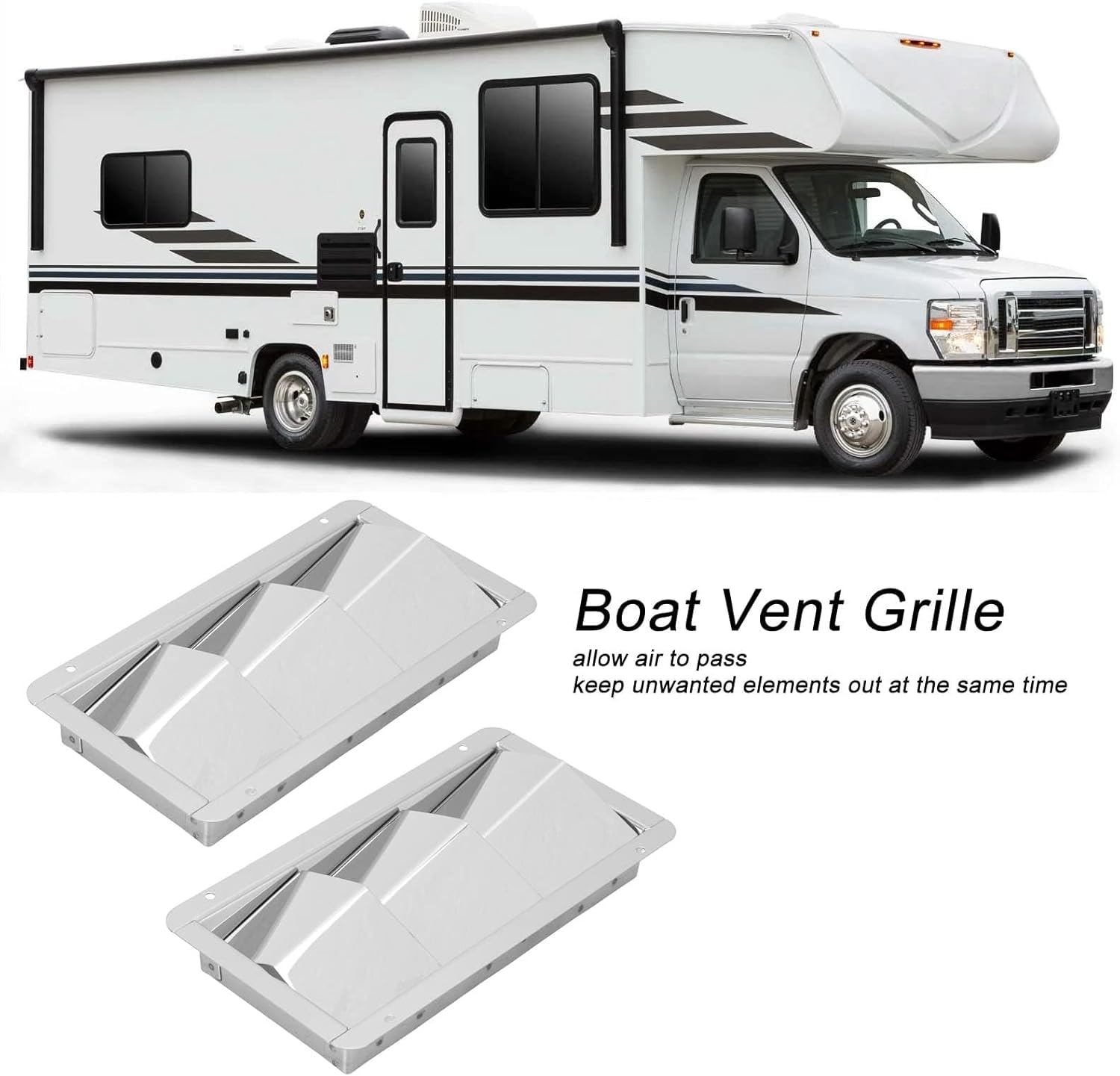 Aramox Boat Louver Vent, Pair Marine Air Vent Cover 3 Slots 210x110mm Rectangle Louver 304 Stainless Steel Universal for Boats