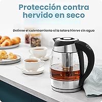 Vista 6 de Chefman Electric Kettle with Temperature Control, 5 Presets LED Indicator Lights, Removable Tea Infuser, Glass Tea Kettle & Hot Water Boiler, 360°