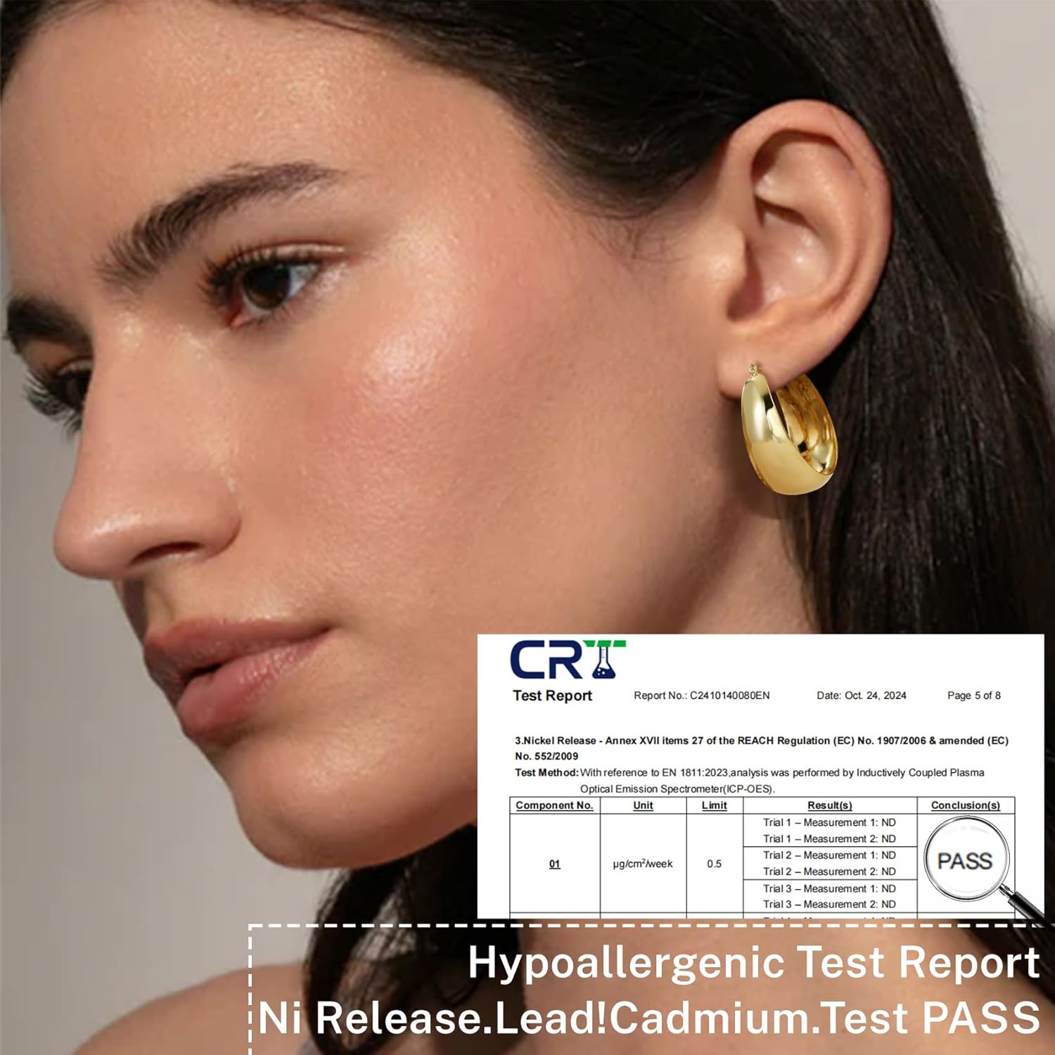 Senteria 12mm Wide Thick Hoop Earrings 925 Sterling Silver Hoop Earrings for Women Hypoallergenic 14K Real Gold Plated Hoops Large Earring Lightweight Chunky Hoops Earring for Women 25/30/40/50MM - Image 6