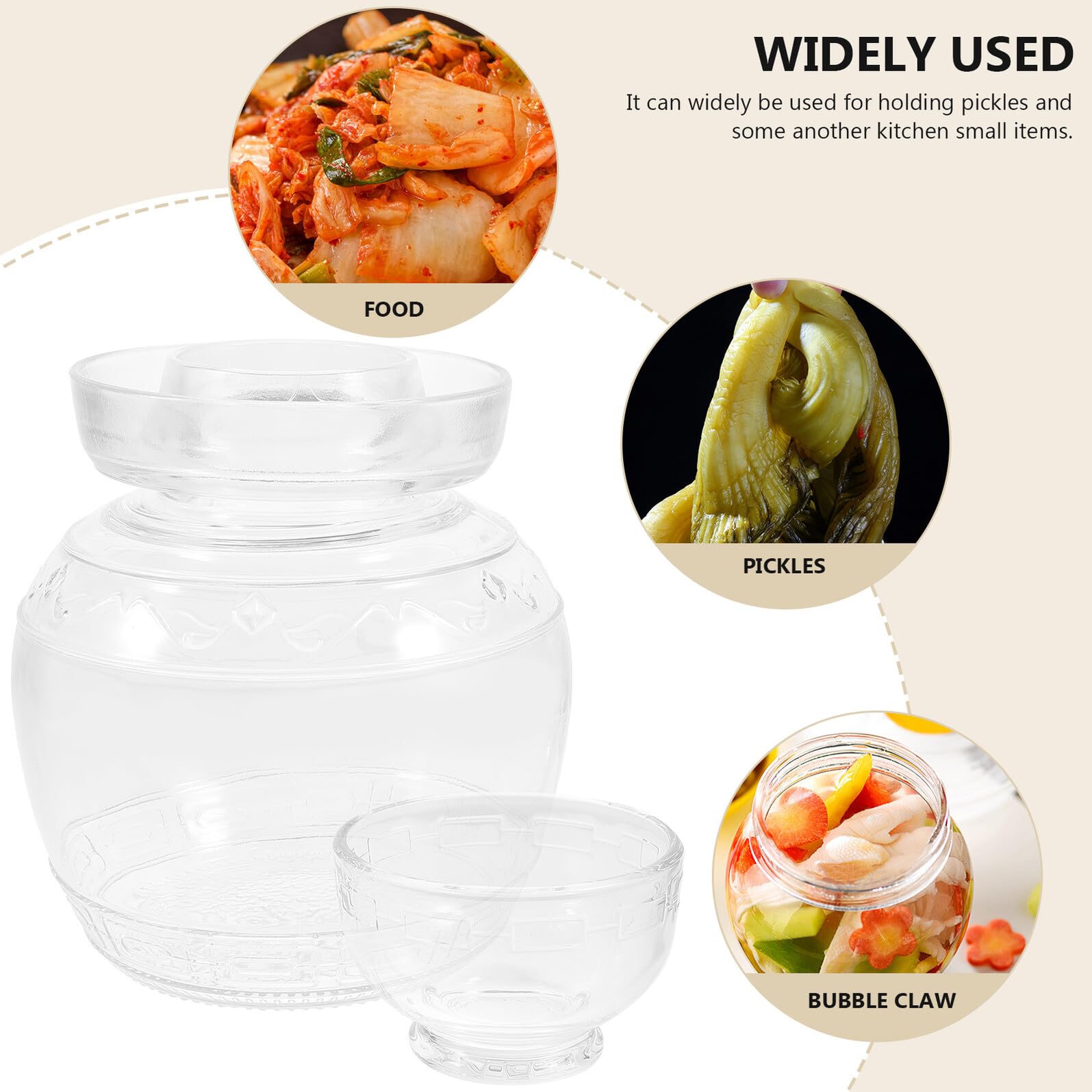 Toyvian Barattolo Materiale Sicuro in Vetro Trasparente per Fermentazione Coperchio Ermetico Contenitore Alimentare e Design Semplice Moderno per Cucina