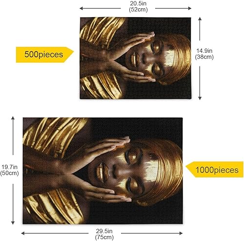 Miniatura 5 de Golden African Women Jigsaw Puzzles 500 Pieces for Adults,Learning Educational Puzzles,Difficult and Challenge Families Toys with Mesh Storage Bag