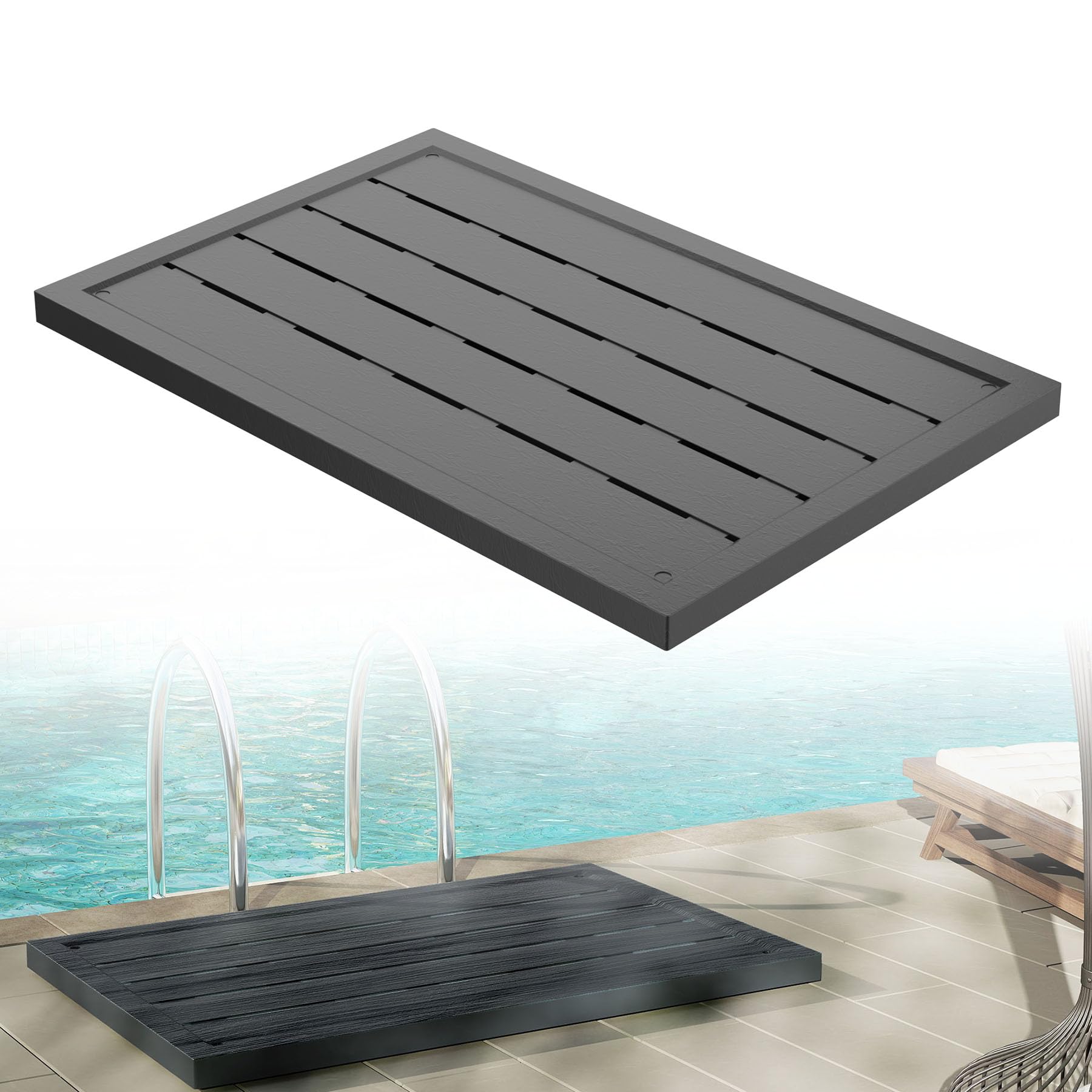 Froadp Piastre in plastica antiscivolo per doccia solare e doccia, design a strisce, per esterni, resistenti alle intemperie, per piscine, listelli per docce, doccia da giardino, sauna