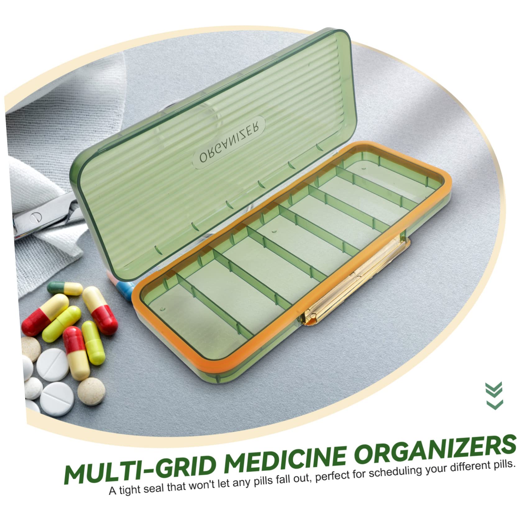Organizador de Medicamentos Portátil 7 Días Multirejilla Verde