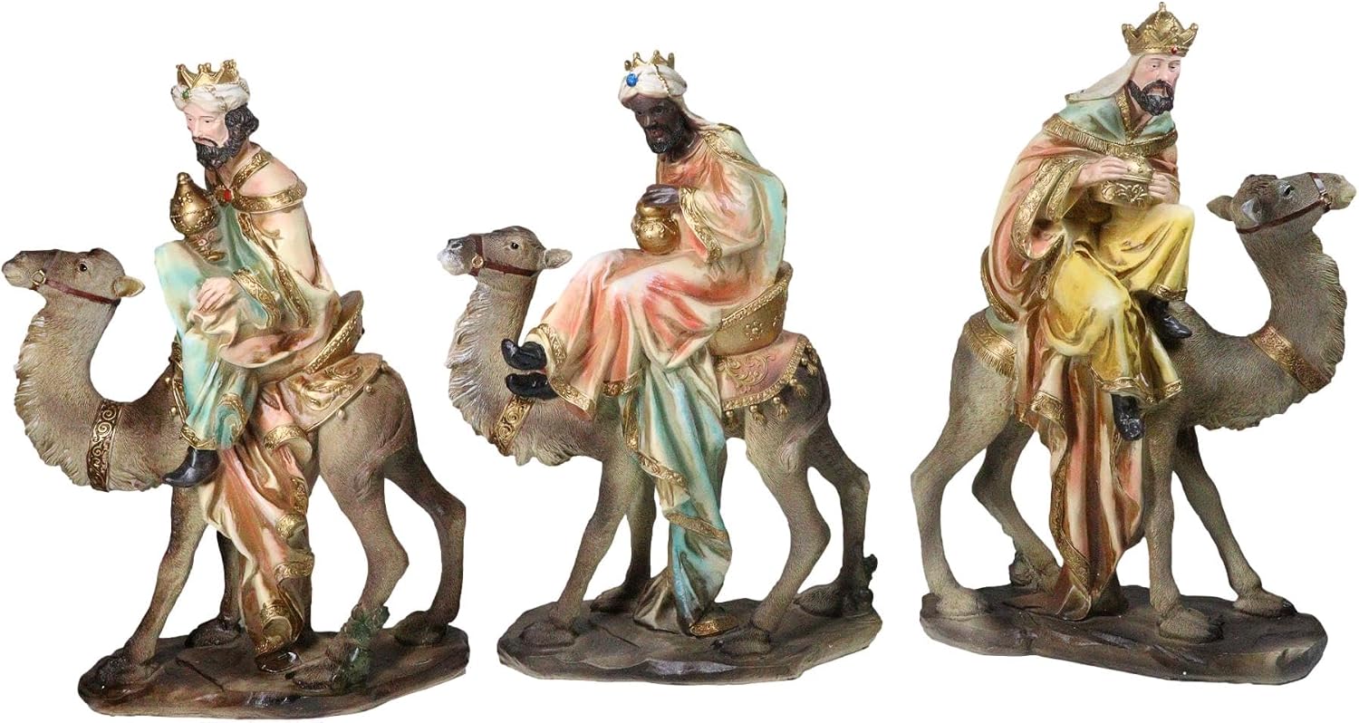 Ebros Gift Nativity Three Wise Men Balthasar Caspar Melchior Magi Astrologers On Camels Figurine Set 14" Tall Series Catholic Christian Inspirational Christmas Decor