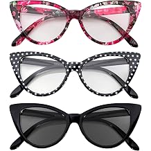 OWL 3 Pairs Cat Eye Sunglasses for Women, UV Protected Retro Sunglasses Womens, Beautiful Patterns Cateye Shades for Women