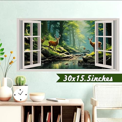 Miniatura 2 de KOKOLAP Calcomanías de pared de bosque verde 3D