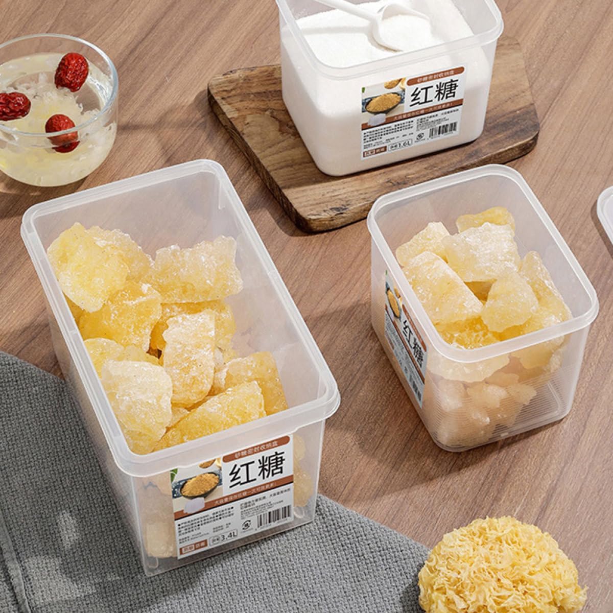 Airtight Flour and Sugar Storage Container 3.4l with Spoon Large Sealed Pantry Jar for Cereal and Grain Moisture-proof Kitchen Food Organizer
