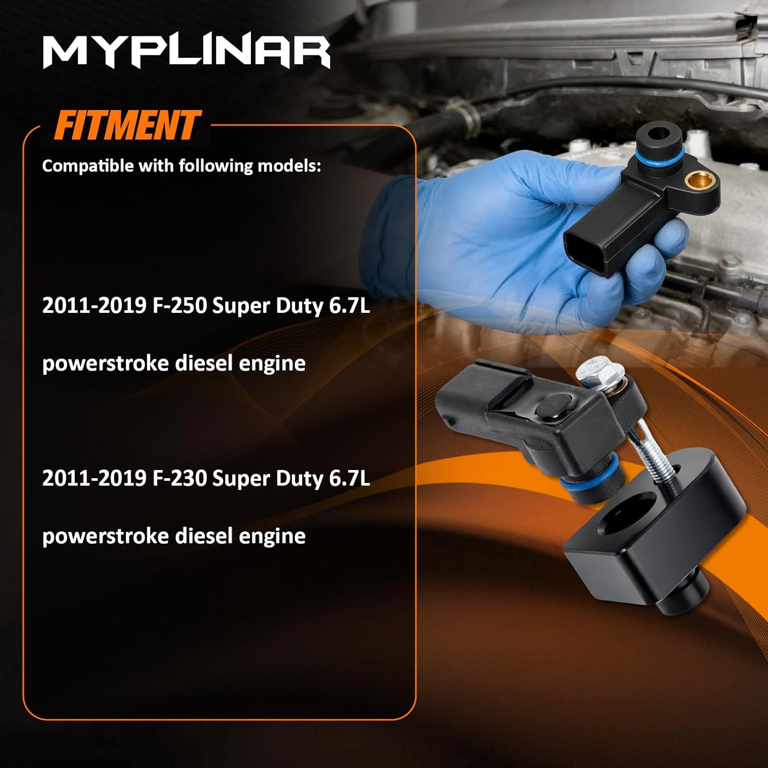 BC3Z-9F479-A MAP Sensor with Black Spacer Kit, Fit for 2011-2019 F-250 F-350 Super Duty 6.7L Powerstroke Diesel Absolute Pressure MAP Sensor, Replace# BC3Z9F479B, CX2372