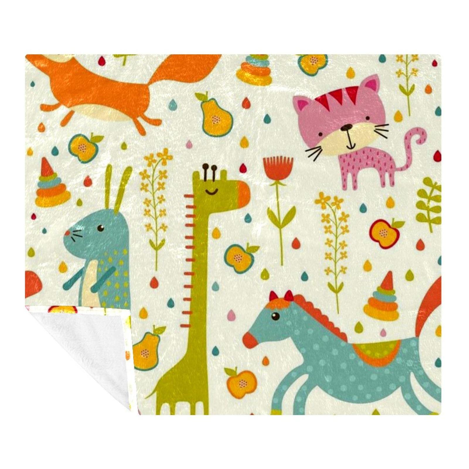 Couverture plaid renard en microfibre polaire 150x130 cm pour lit