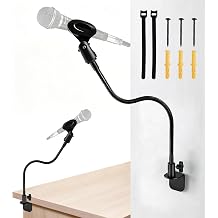 Premium Flexible Microphone Wall Mount Holder, Gooseneck Desk Microphone Wall Mount Holder - Heavy Duty Adjustable Mic Arm for Podcast, Studio, Streaming, Podium, Desk or Wall Installation
