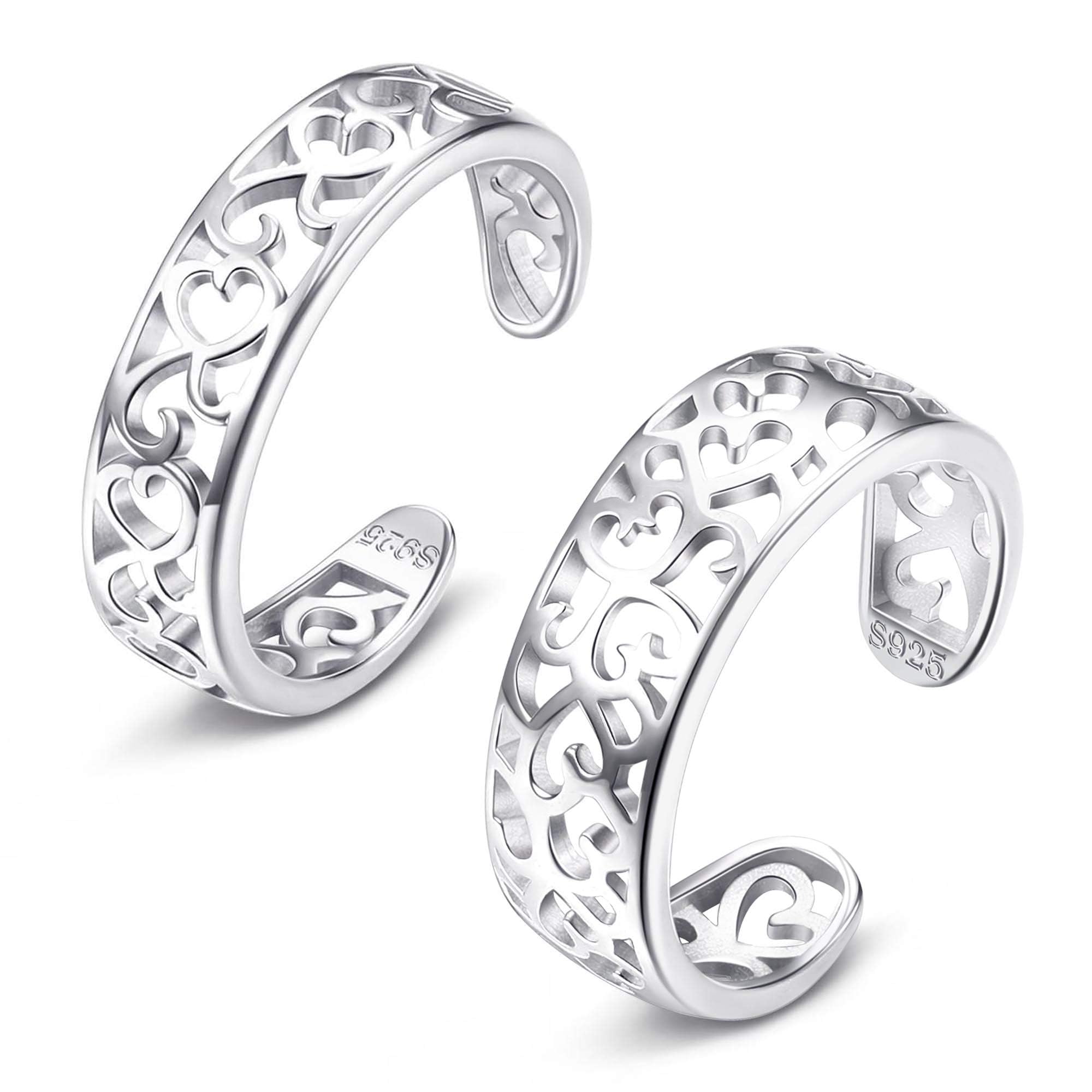 WithLoveSilver 925 Sterling Silver Filigree Toe Ring - Wire Cut Out Design, Adjustable, Black Velvet Pouch - View #9