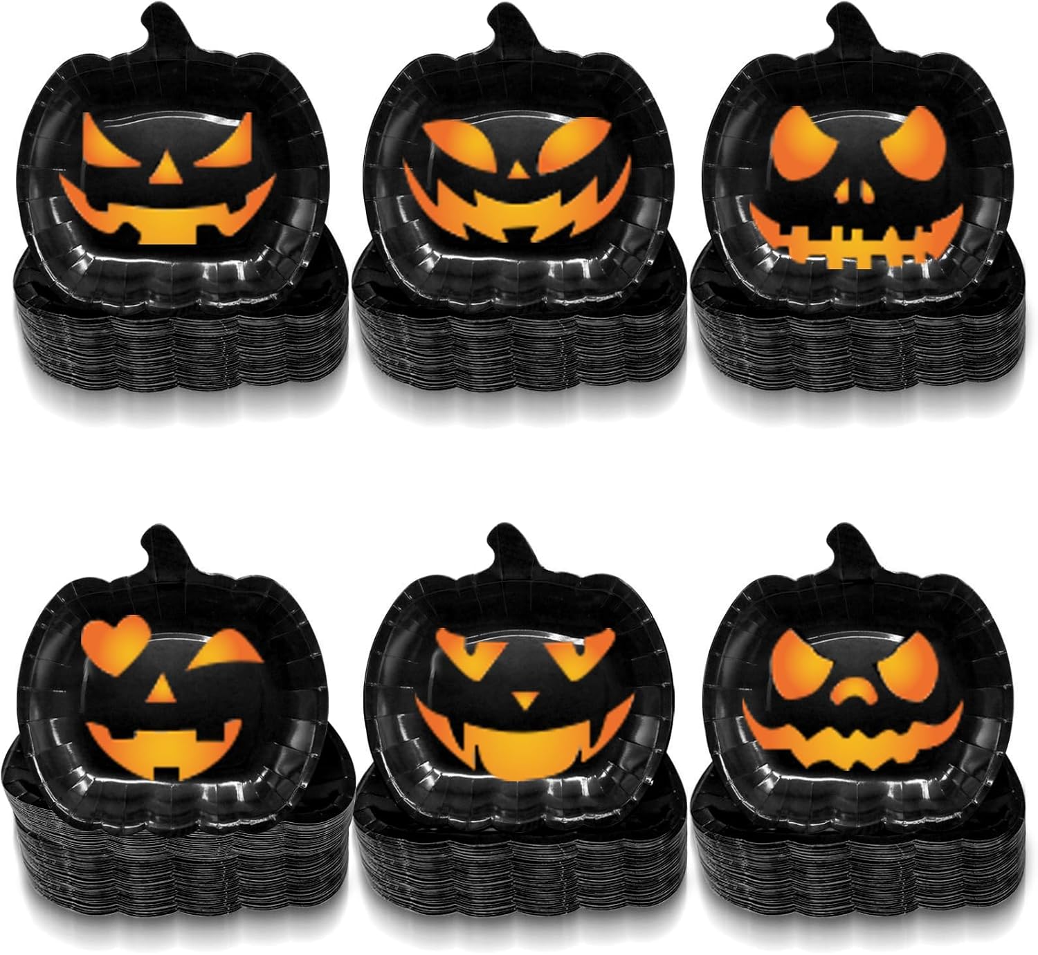 CONEHOY 120 Pcs Halloween Paper Plates Black Pumpkin