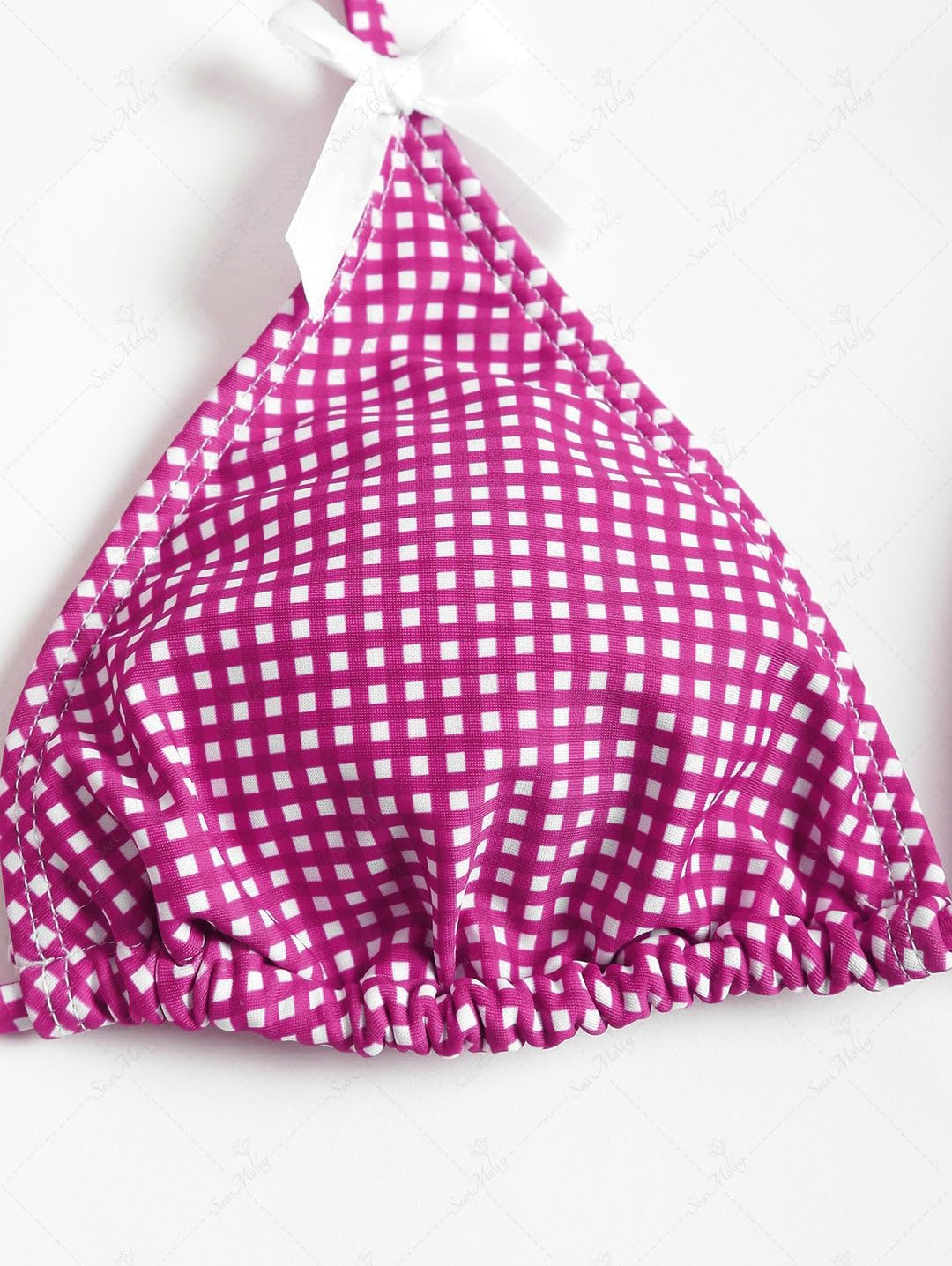 seamoly Women's Bikini Sets Tie Back Bowknot Two Piece Swimsuits Triangle Thong Bathing Suit Gingham Floral Cherry Printing - Image 7