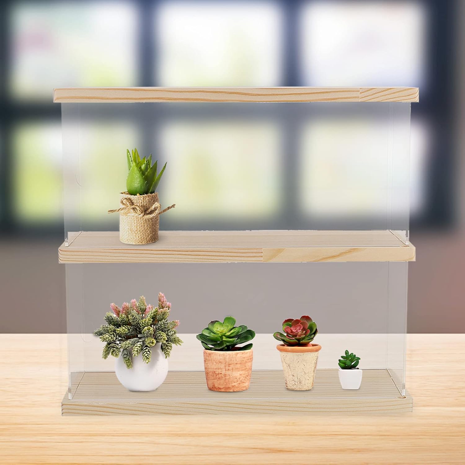 VOSAREA 1pc Acrylic Display Rack Base for Handicrafts and Collectibles Two Doll Storage Shelf Transparent Showcase Figures and Toys