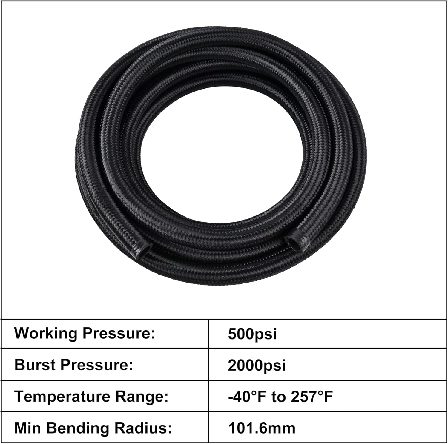 EVIL ENERGY 10AN Nylon Braided CPE Fuel Hose 10FT Black Bundle with 10AN Swivel Hose End Fitting 45 Degree Black