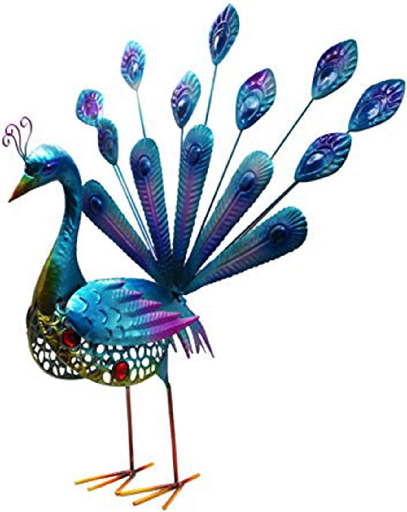 VOTENVO Metal Peacock Garden Statues- Garden Outdoor Indoor Décor Statue, Yard Art Decoration Sculpture，Outdoor Lawn and Patio Decor, Backyard Sculpture, and Decoration. (20 Inch)